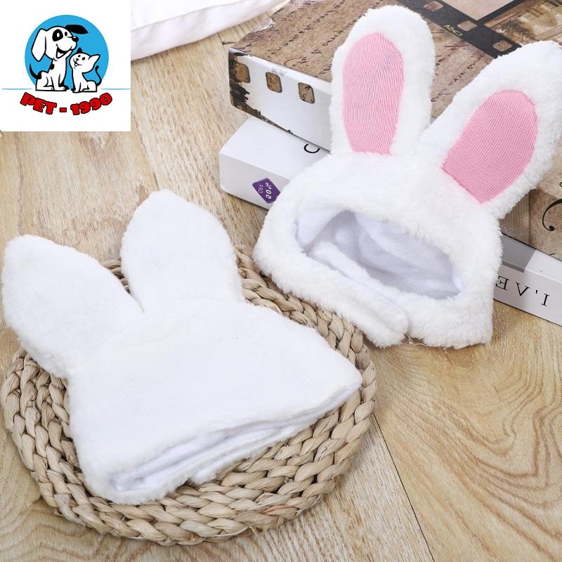 Mũ Tai Thỏ Lông Cừu Cute Giữ Ấm Tạo Kiểu Dáng Xinh Xắn Cho Thú Cưng