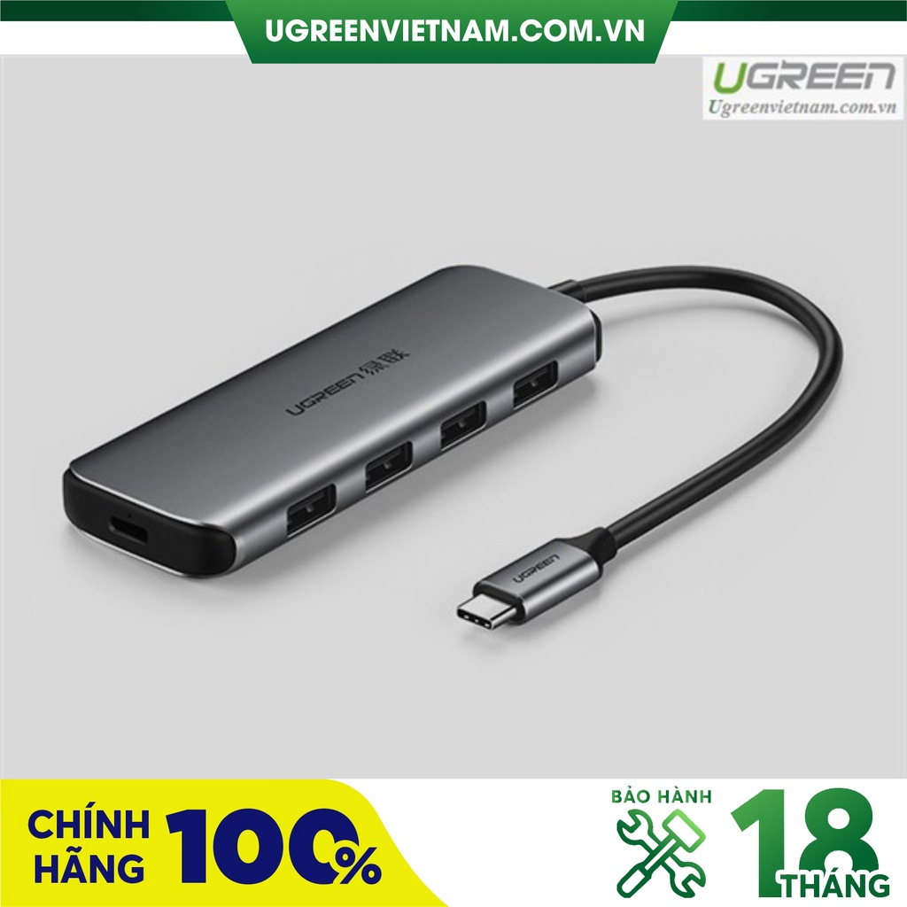 Bộ chia USB Type-C ra 4 cổng USB 3.0 hỗ trợ USB-C cấp nguồn Ugreen 50980