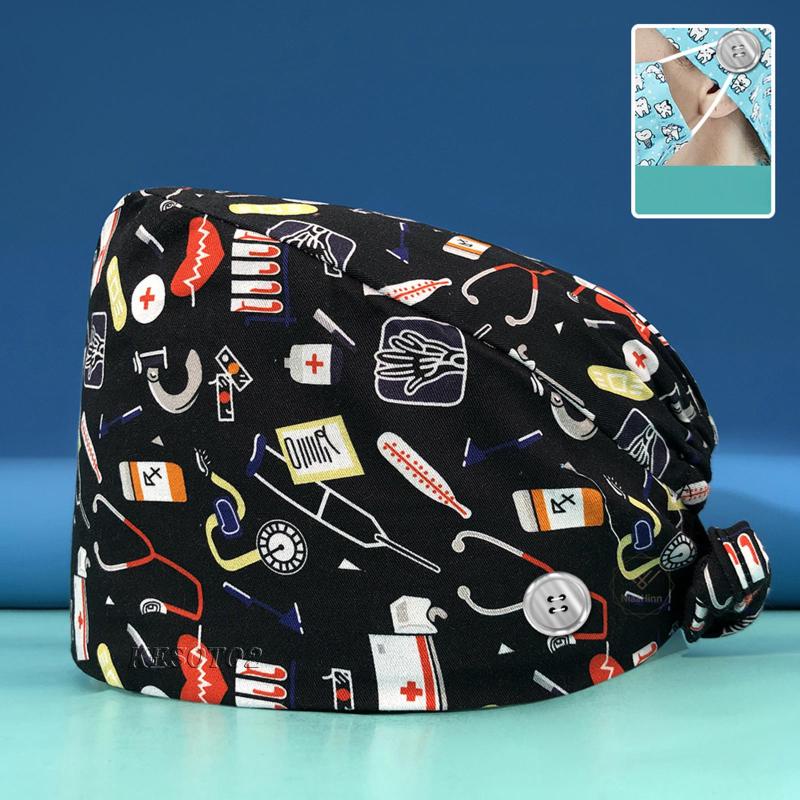 Mũ phẫu thuật in họa tiết cho tiệm spa