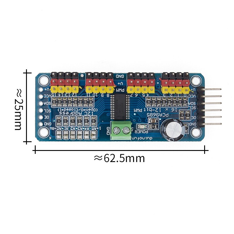 Mô đun giao tiếp 16 kênh 12-bit Pwm/ Servo Pca9685 dành cho Raspberry Pi