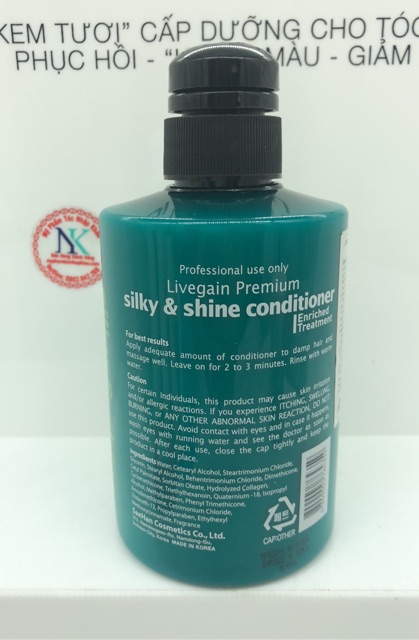 DẦU XÃ DƯỠNG MÀU NƯỚC HOA LIVEGAIN PREMIUM SILKY &amp; SHINE 450ML