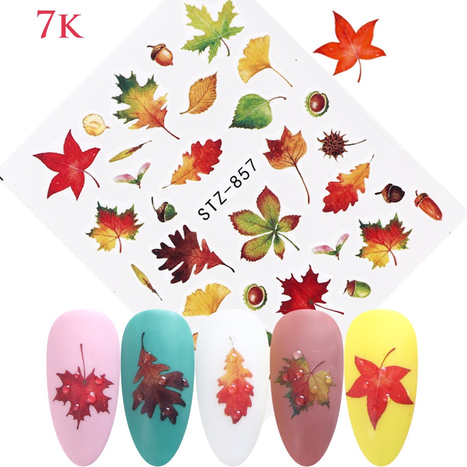Sticker dán móng nhiều họa tiết lá phong,hoa
