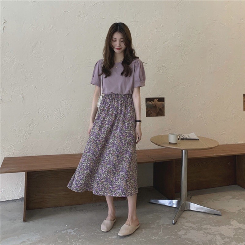 Chân váy hoa vintage, chân váy hoa nhí cạp cao (Hàng Quảng Châu có size ạ) | BigBuy360 - bigbuy360.vn