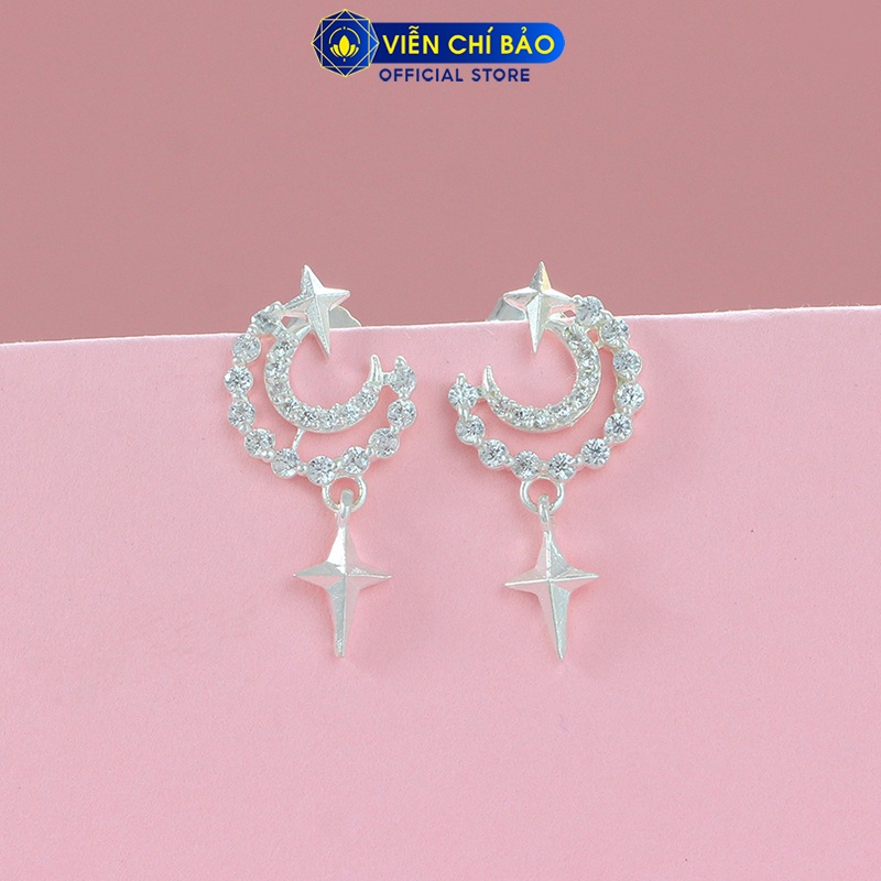 Bông tai bạc nữ to the Moon chất liệu bạc 925 thời trang phụ kiện trang sức nữ Viễn Chí Bảo B400528