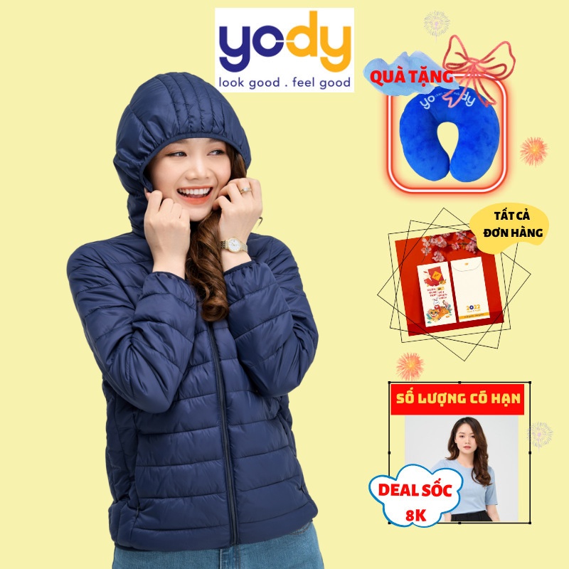 Áo Khoác Nữ YODY Siêu Nhẹ Chính Hãng Phong Cách Hàn Quốc, Áo Phao Có Mũ Dáng Ngắn PHN4000