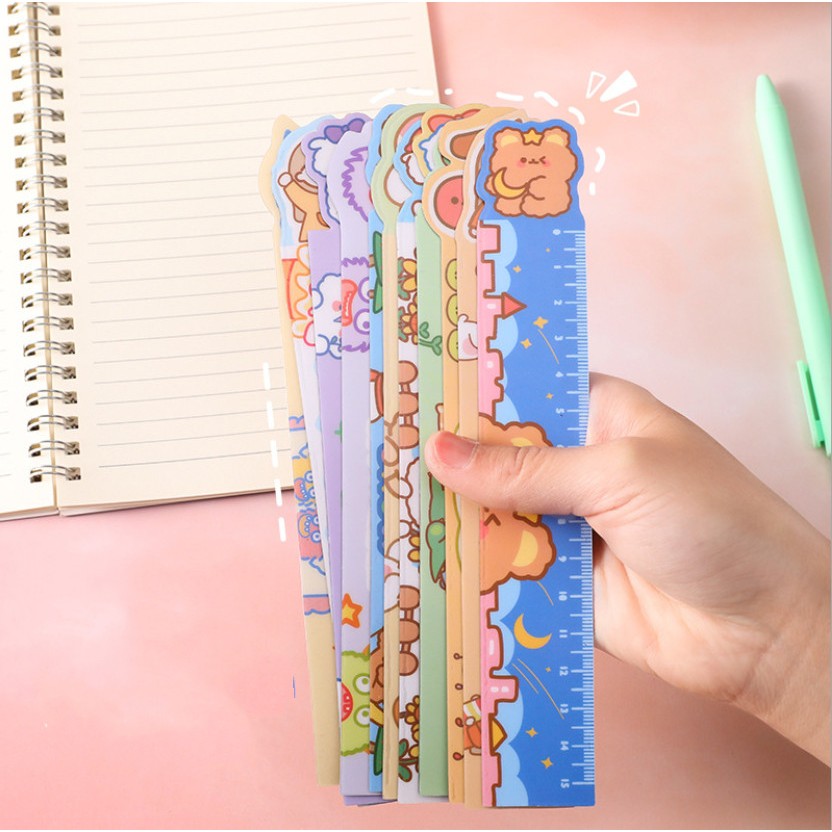 Thước kẻ cute 15cm bằng nhựa dẻo, in hình thú cưng siêu dễ thương giá rẻ