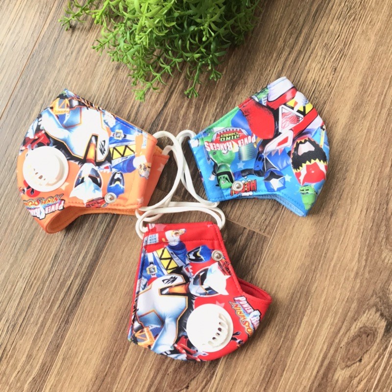 Khẩu trang vải cho bé in 3D có van 1 chiều, set 10 cái