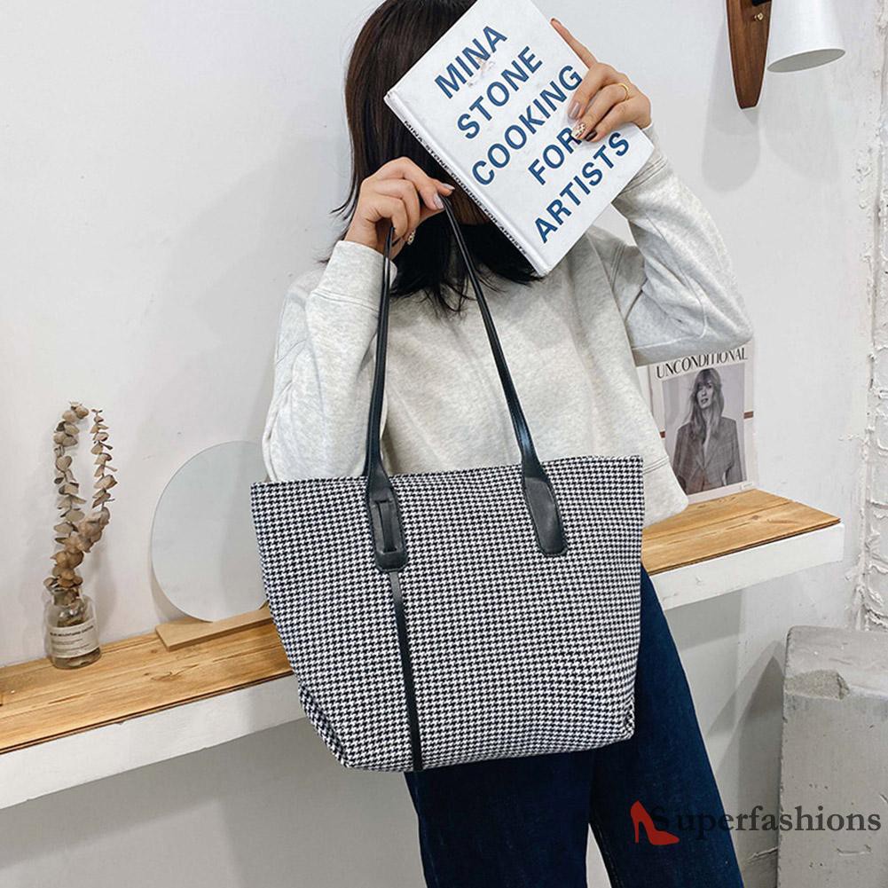 【Hot Sale】Retro Plaid Zebra Top-handle Bag Women Casual Canvas Shoulder Totes Clutch