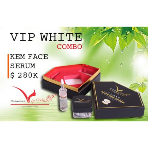 Bộ Kem Dưỡng Da Mặt Vip White tặng kèm serum Vipwhite Hàng CHính Hãng VIP WHITE