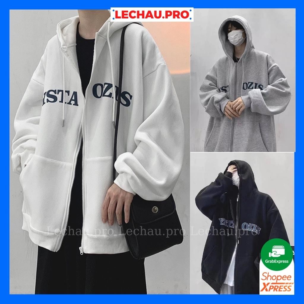 Áo khoác hoodie zip YSTA chất nỉ bông nón 2 lớp nam nữ kiểu unisex form rộng Lechau