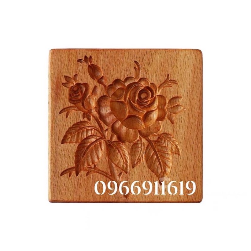 set 1 khuôn gỗ và 6 khuôn nhựa tròn làm bánh quy