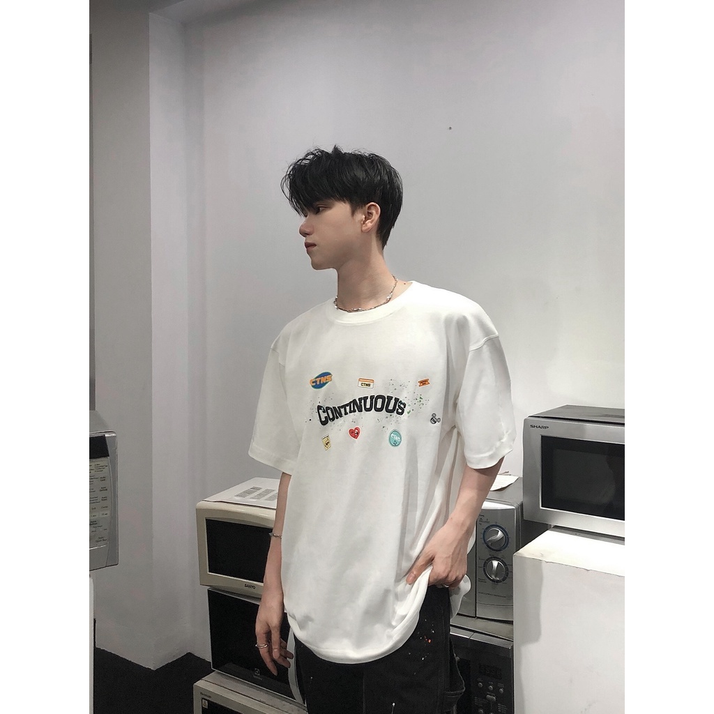Áo thun Continuous - CTNS - STICKER - VẨY SƠN/ White