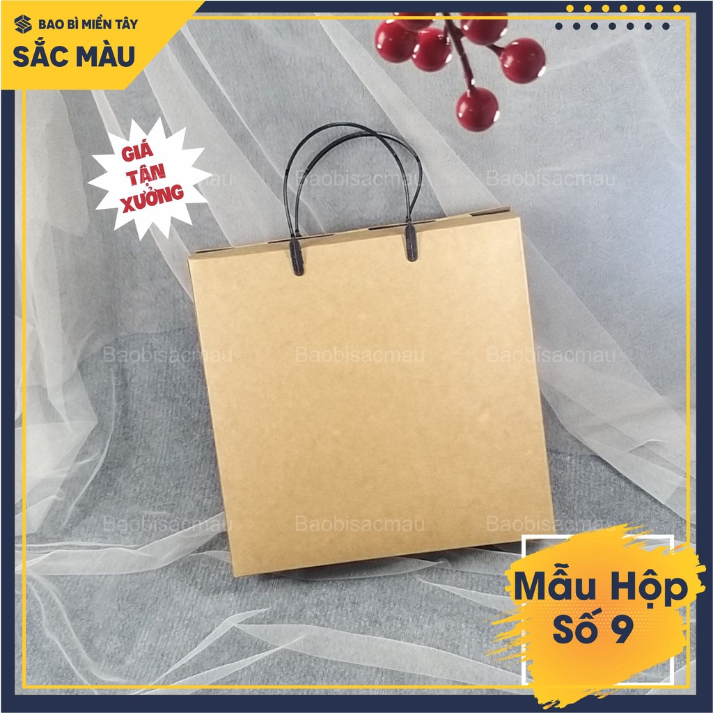 Combo 5 hộp giấy kraft có quai xách chắc chắn đựng áo quần thời trang, tranh ảnh, Album, quà tặng, thực phẩm…- Mẫu hộp 9