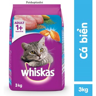 Thức ăn hạt mèo whiskas cá biển 3kg