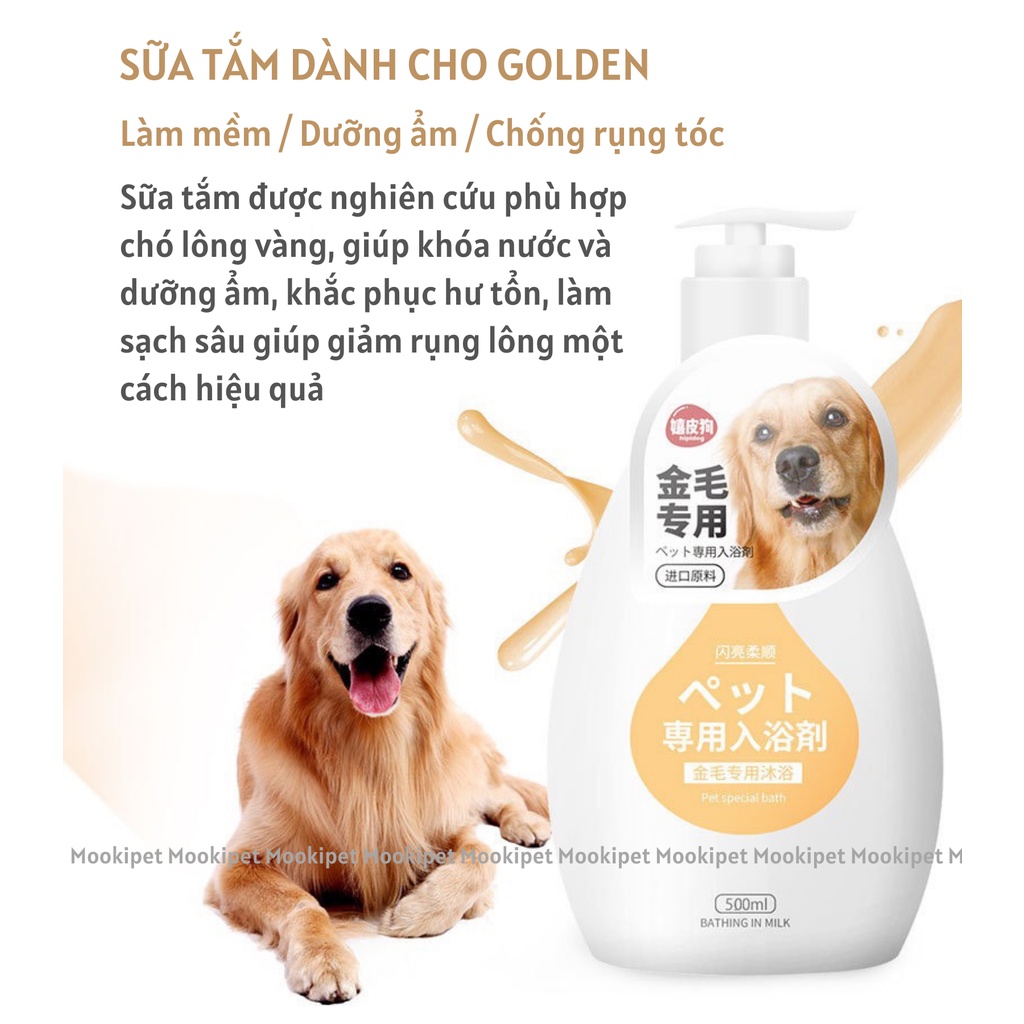 Sữa tắm dành cho chó golden dưỡng lông chai 500ml Mookipet