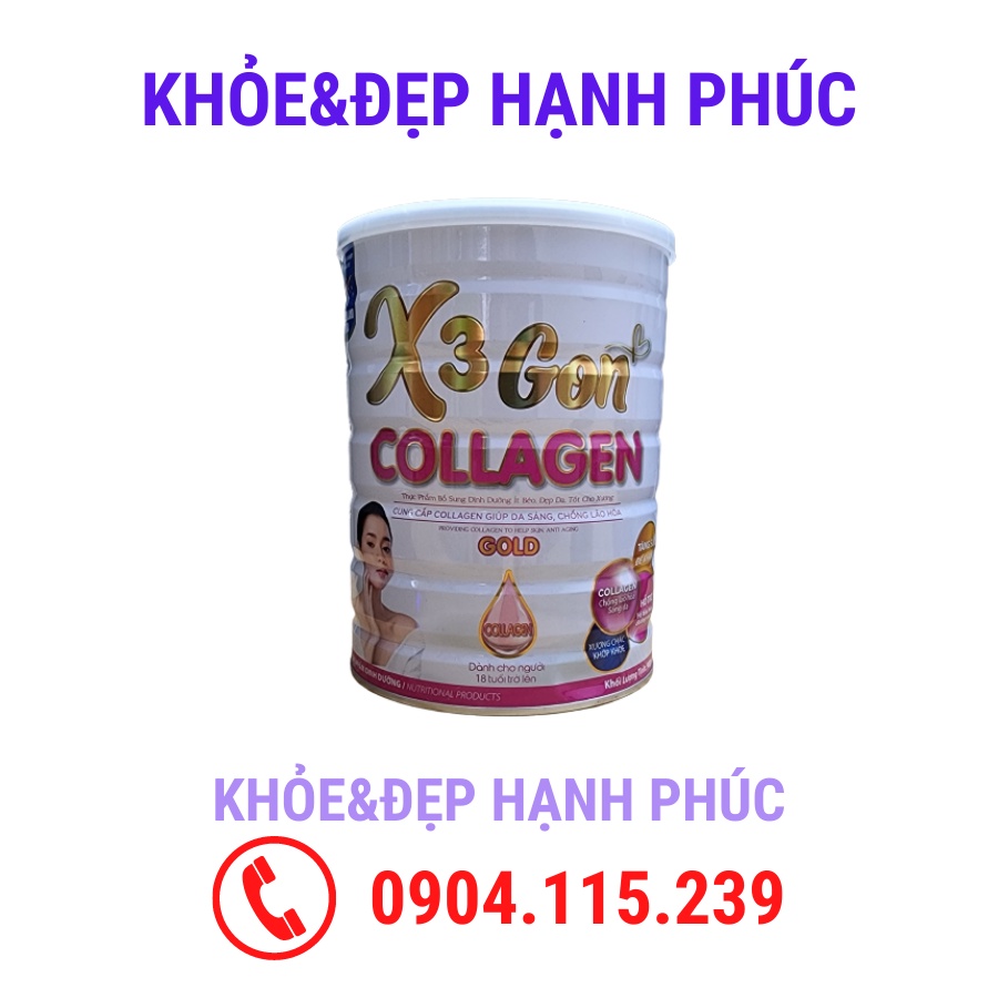 [ Date T12/24 ] Sữa x3 gon collagen gold cung cấp collagen giúp da sáng chống lão hóa – 900 gr/hộp