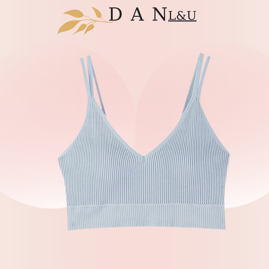 Áo Ngực Dạng Bra Hai Dây Cotton Gân Sọc Co Dãn Thoáng Mát Cổ V Sexy DAN L&amp;U 831