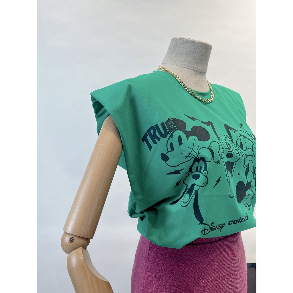 Áo thun nữ độn vai True Gang Colcci 2 màu xanh và trắng chất cotton 100% siêu mịn mát