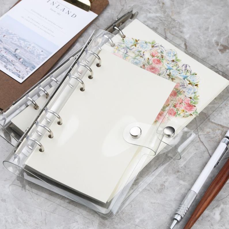 Bìa sổ còng binder GALANO sổ còng size A5 A6 trong suốt 6 lỗ phụ kiện chia giấy, túi đựng tiện dụng SN-001342