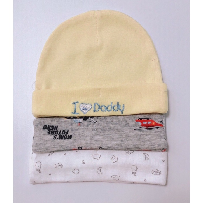 Set mũ sơ sinh 3 chiếc chất thun cotton cho bé trai và bé gái