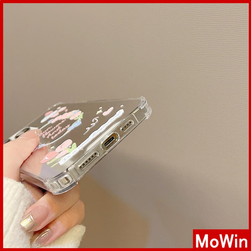 Ốp điện thoại acrylic tráng gương HD chống sốc in hoa tulip thích hợp cho iPhone 11 12 13 PMax 7 Plus Xr