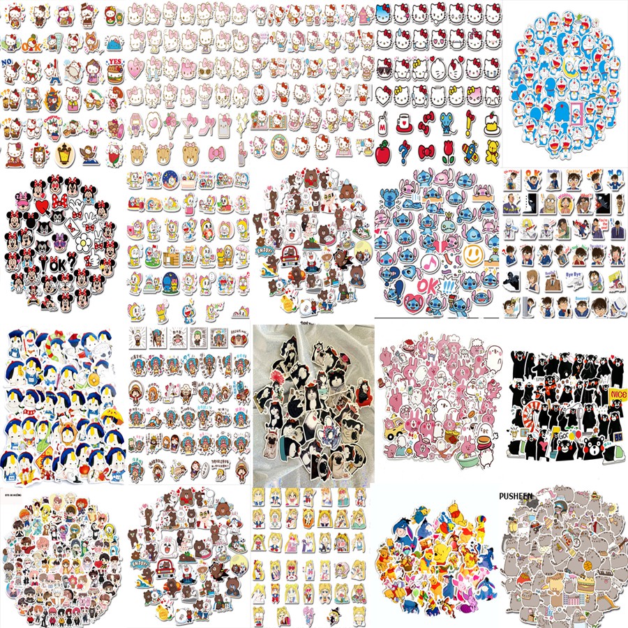 Sticker mini hoạt hình dán laptop điện thoại notebook bộ sưu tập 1