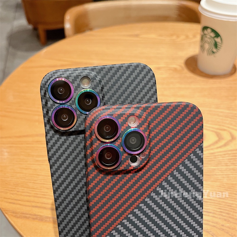 Ốp Điện Thoại Kính Họa Tiết Sợi Carbon Nhiều Màu Sang Trọng Cho Iphone 13 12 11 Pro Max