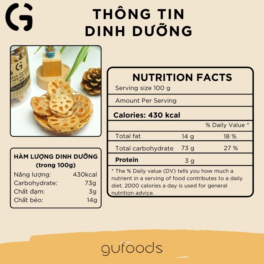 Bánh ăn kiêng củ sen kẹp thơm GUfoods - Lành mạnh, Bổ dưỡng, Tốt cho sức khoẻ (140g/300g)