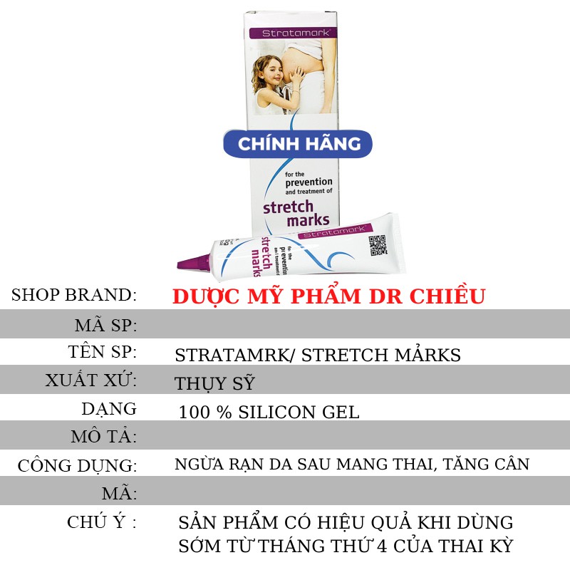 Kem giảm rạn da cao cấp Stratamark 20g , Thụy Sĩ - rạn da sau sinh, dậy thì, sau tăng, giảm cân