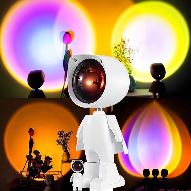 ⚡⚡Rẻ Vô Địch⚡⚡ Đèn Hoàng Hôn Robot 16 Màu, Chụp Ảnh Quay Video Livetream Tiktok Sống Ảo, Đèn Chiếu Cầu Vòng Phi Hành Gia