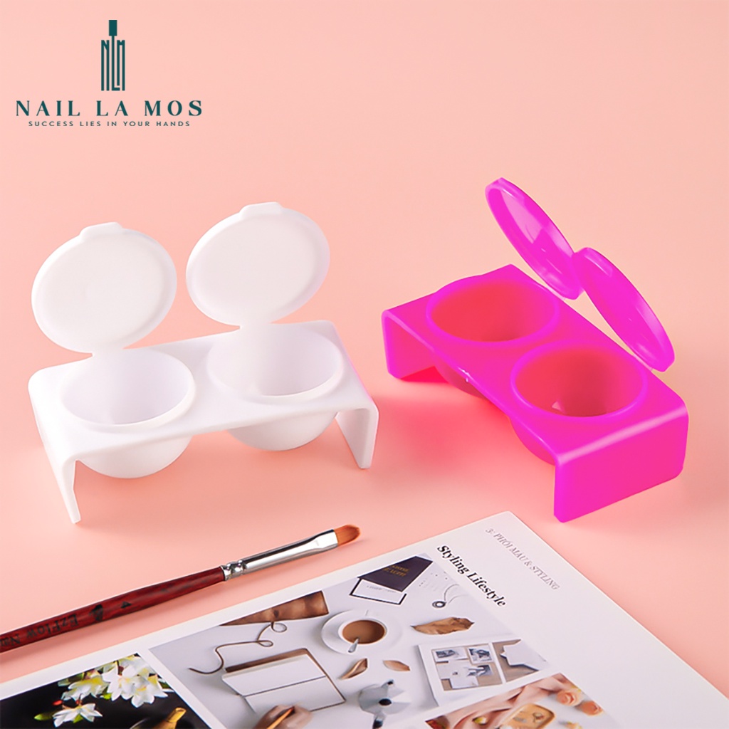 Hũ đựng lưu huỳnh và bột đắp móng 2 ngăn có nắp đậy chắc chắn tiện lợi