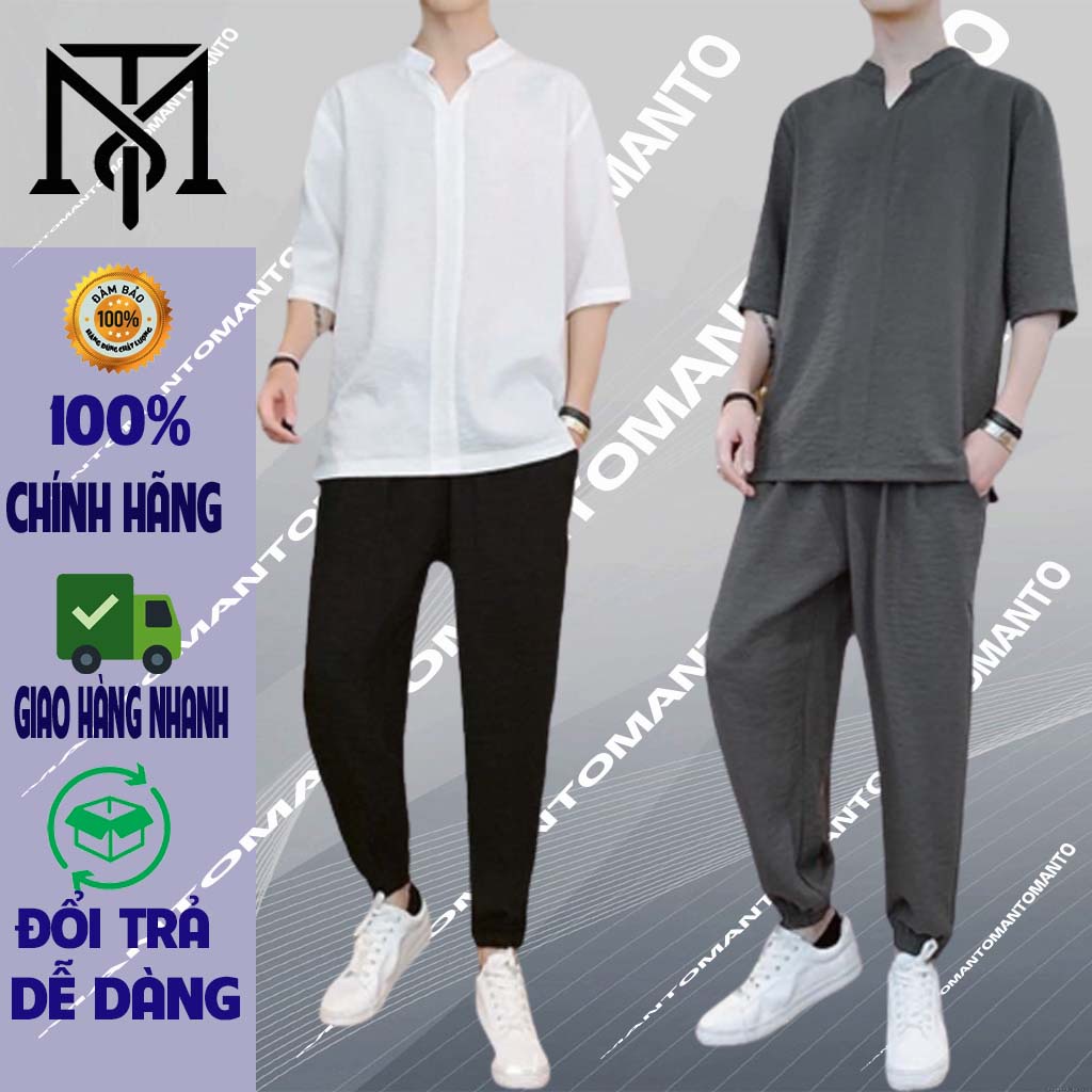 BỘ ĐŨI NAM Phong Cách Hàn Quốc MANTO FASHION Quần Dài Áo Cộc ( Mát - Nhẹ Như Không)