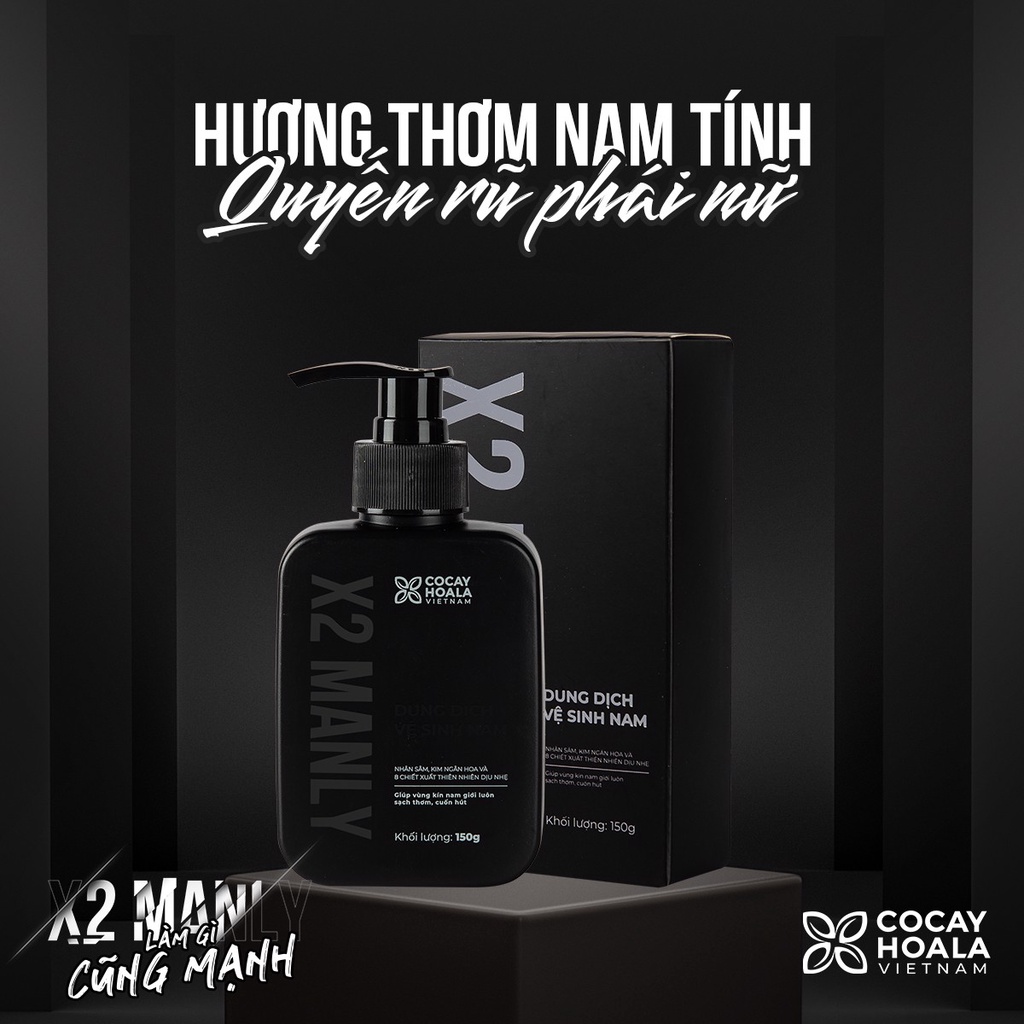 Dung Dịch Vệ Sinh Nam X2 Manly - Làm sạch tức thì Lưu hương 24h dung tích 150g CocayhoalaDung Dịch Vệ Sinh Nam X2 Manly