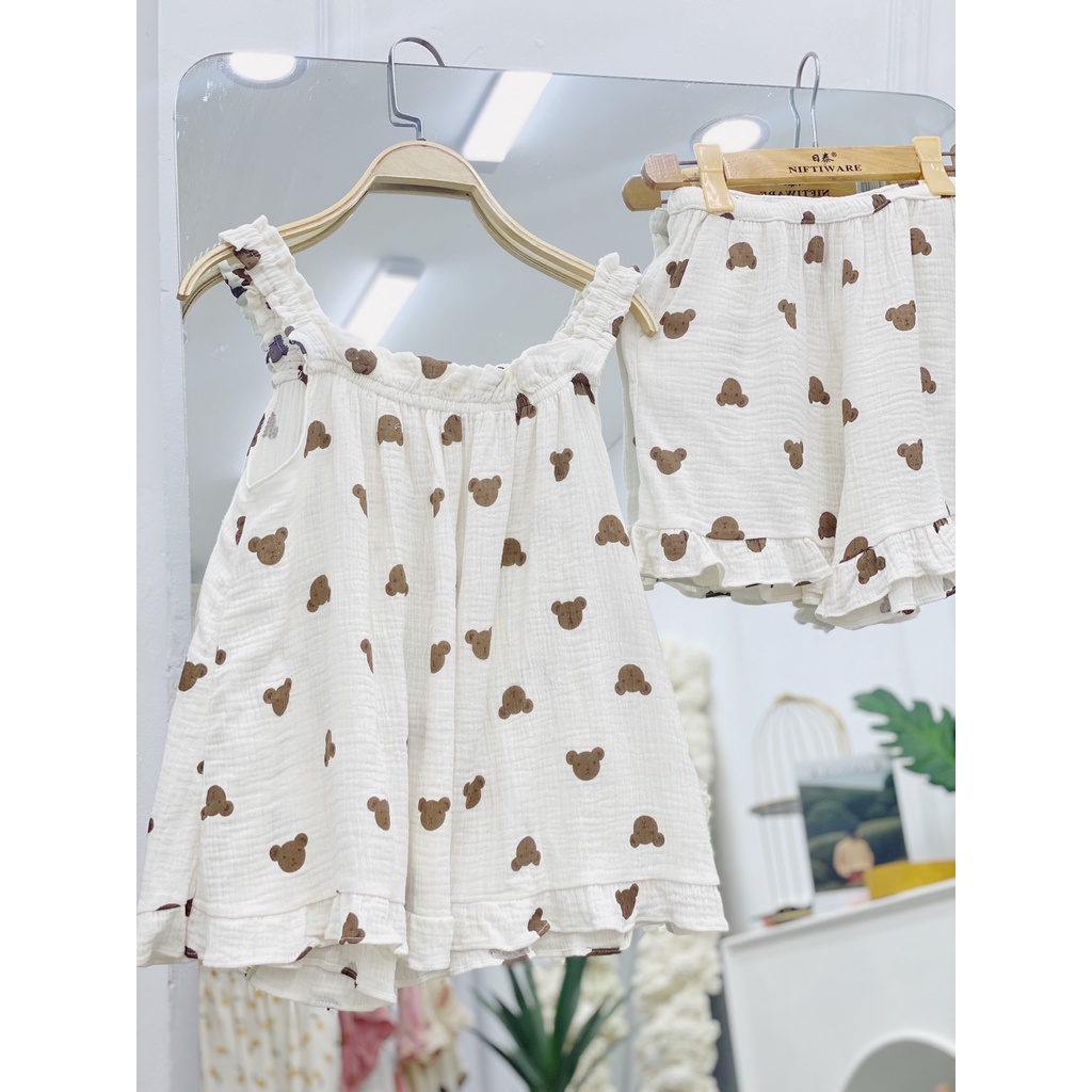 Bộ Pijama MUSLIN HAI DÂY ⚡️SALE GIÁ GỐC⚡️ Bộ Ngủ  Mát Lạnh Họa tiết Nhẹ Nhàng Chất Vải mềm Mại Tuyệt Vời