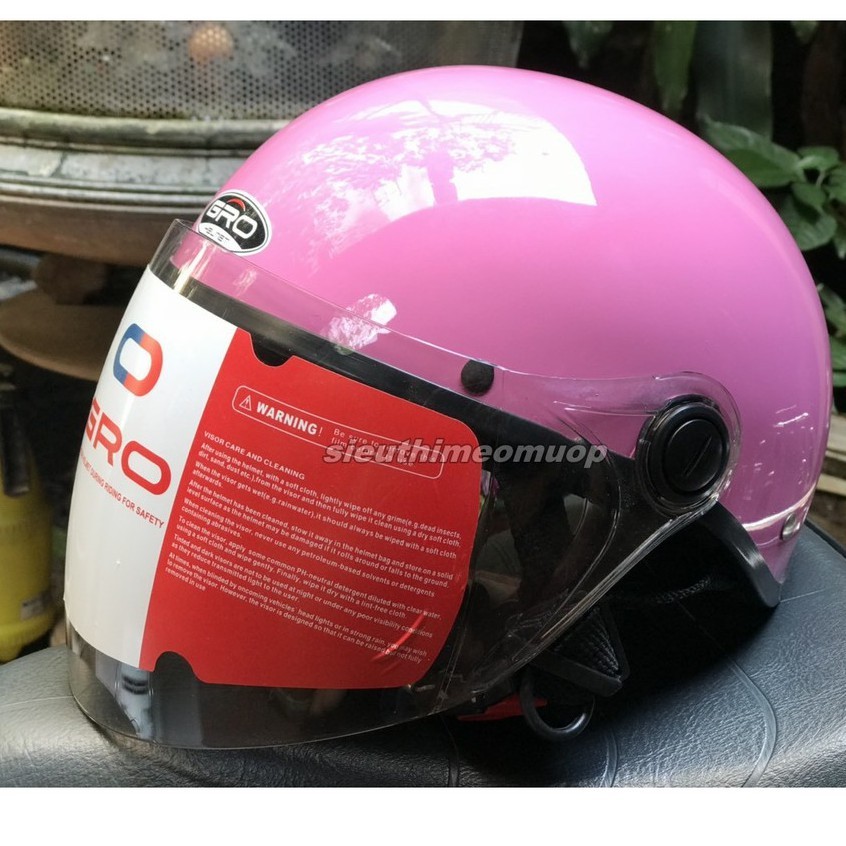 Nón bảo hiểm NỬA ĐẦU có kính nam,nữ GRO - nhiều màu - kính dài che đến cằm