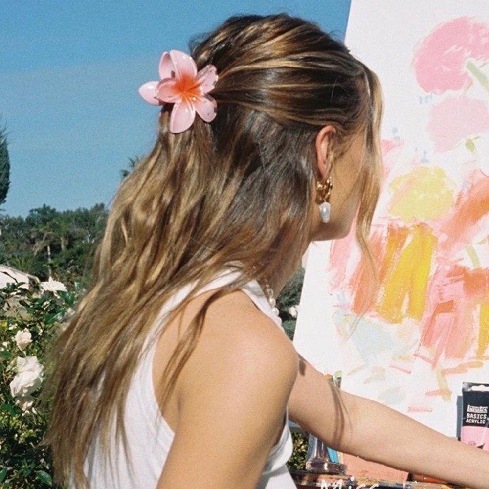 Kẹp Tóc Càng Cua Bằng Acrylic Hình Hoa Màu Gradient Dễ Thương Cho Nữ