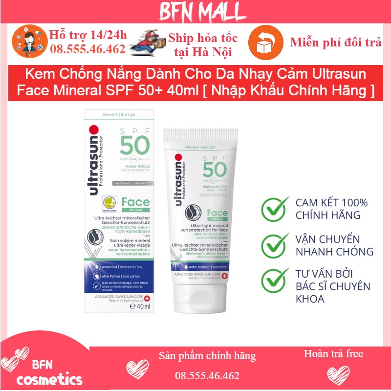 Kem Chống Nắng Dành Cho Da Nhạy Cảm Ultrasun Face Mineral SPF 50+ 40ml [ Nhập Khẩu Chính Hãng ]