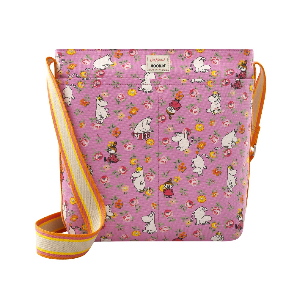 Cath Kidston - Túi đeo chéo Zipped Messenger Bag Moomins Linen Sprig -  1002072 - Pink