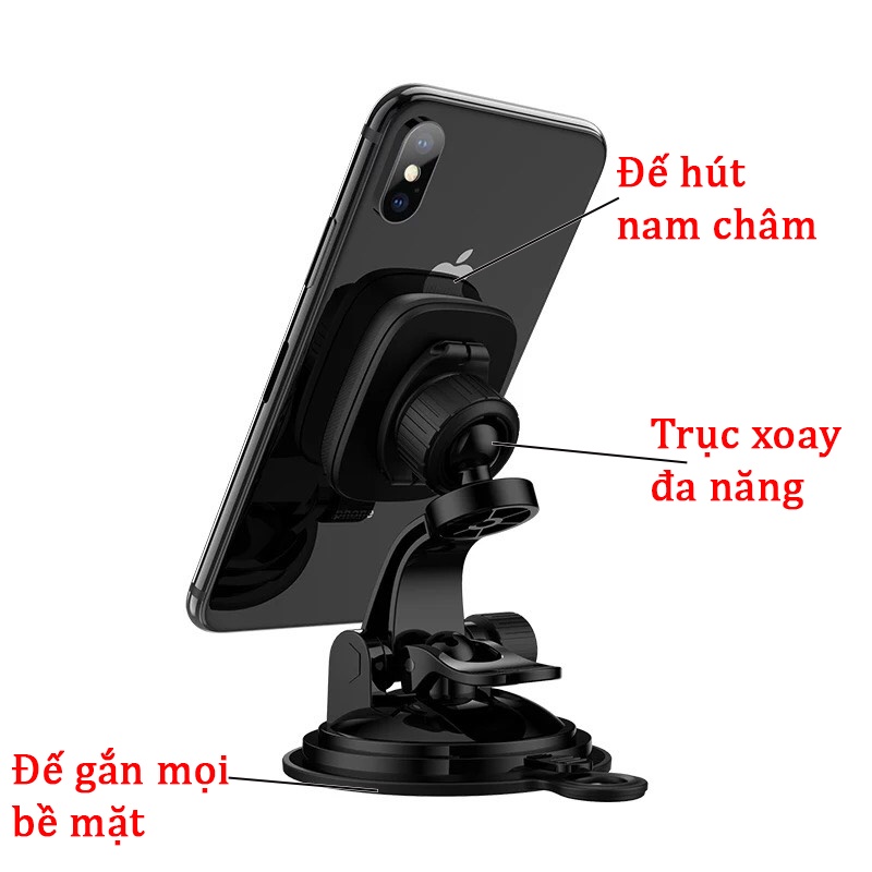 Giá Đỡ Điện Thoại Nam Chân trên xe hơi Hoco CA28 dùng ô tô với chân đế gắn mọi bề mặt, lực hút siêu chắc.