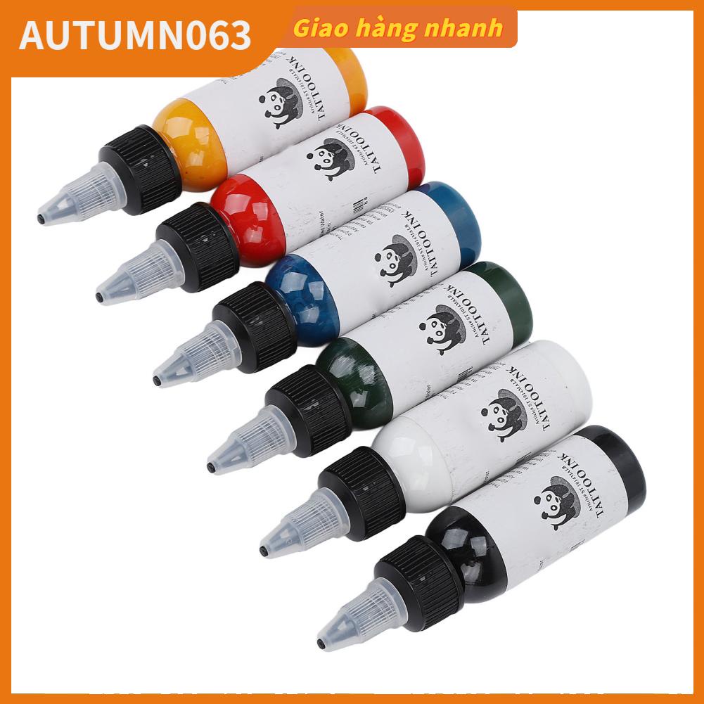 6 cái 30ml Bộ Mực Xăm Màu Xanh Đỏ Vàng Ánh Sáng Lá Cây Trắng Đen Dễ Tô Sắc Tố Hình Chuyên Nghiệp Autumn063