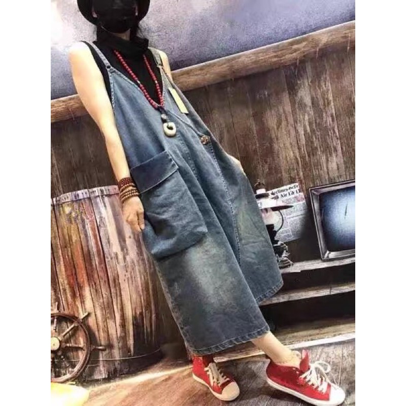 Đầm yếm jean, jump chất chơi freesize