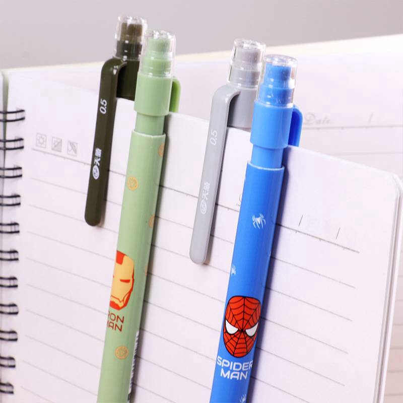 Bộ bút chì máy 4 màu khác nhau hình siêu nhân đầu 0,5mm và 0,7mm