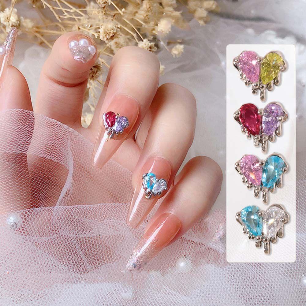Phụ Kiện Trang Trí Móng Tay Hình Trái Tim Xinh Xắn|Phụ Kiện Trang Trí Móng Tay Nghệ Thuật Hai Màu Hình Trái Tim DIY Sang Trọng