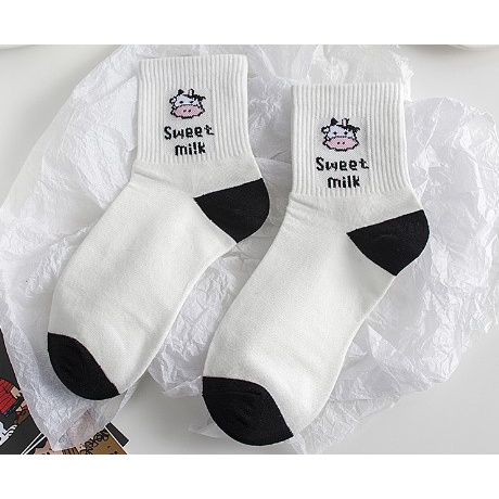 Tất cổ cao Bivota vớ tất nam nữ unisex Bò Sữa cực xinh xắn