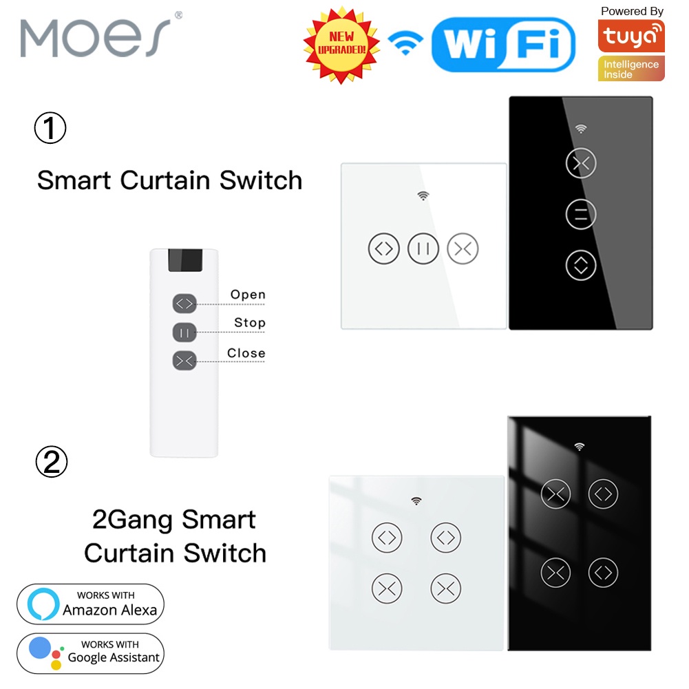 Công Tắc Rèm Cửa Thông Minh Sử Dụng WiFi 1&2 Cho Google Home Alexa