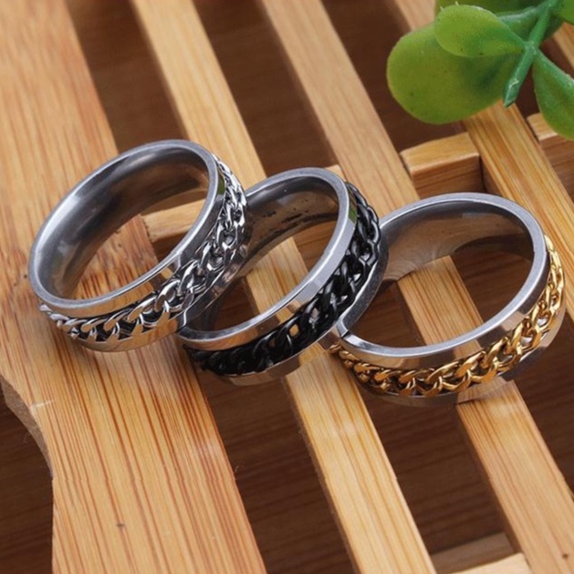 Nhẫn khui bia nhẫn dây xích xoay nhẫn nam cao cấp titan mạ giá rẻ bền đẹp