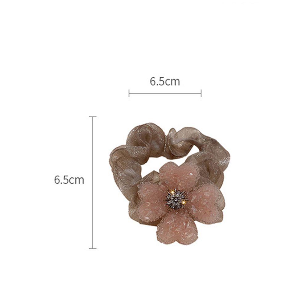 Dây Cột Tóc Scrunchies Màu Trơn Họa Tiết Cỏ Bốn Lá Phong Cách Hàn Quốc