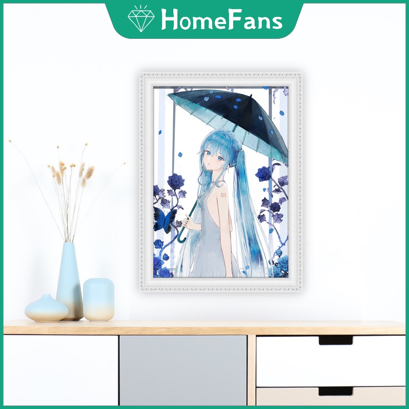 Bộ Tranh Đính Đá 5D Tự Làm Họa Tiết Hoạt Hình Miku 30x40cm/40x50cm Trang Trí Nhà Cửa