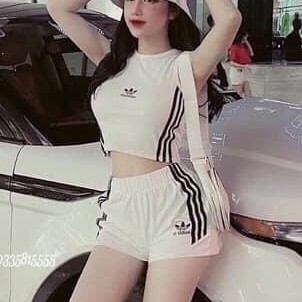 set thể thao áo croptop sát nách quần đùi adi siêu cool cưc hot ảnh thật