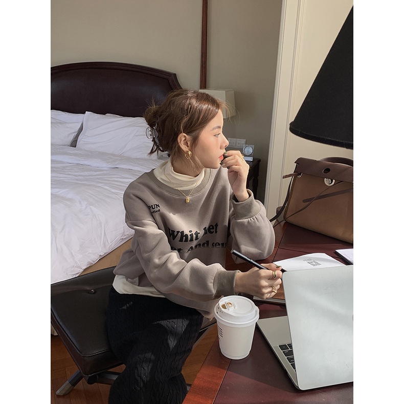 Áo Sweater Nỉ nữ Hàn Quốc Áo Nỉ nữ Form rộng In chữ Ulzzang Thời trang | BigBuy360 - bigbuy360.vn